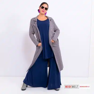 Longjacke Cashmere Feeling, Dunkelblau-Beige |Gr. UNI 36 bis 42|, Anr.: 1731