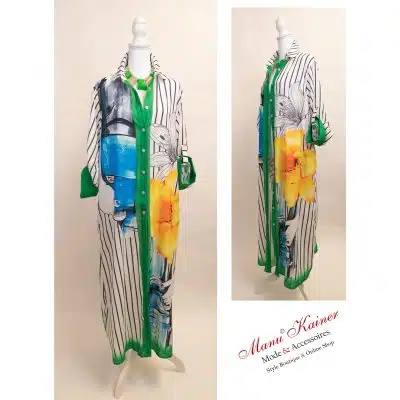 DesignMantelKleid Blume des Südens Grün  | Gr. UNI 40-46 |, Anr.: 2182