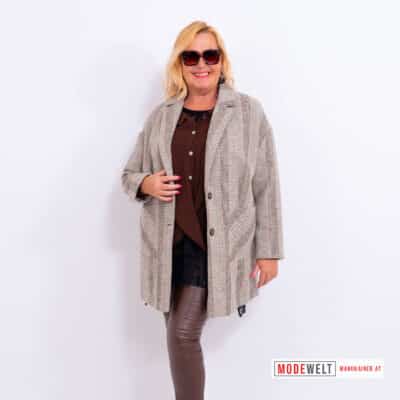 Fischgrat-Longjacke Marina Beige |Gr. 42 bis 50|, Anr.: 2715