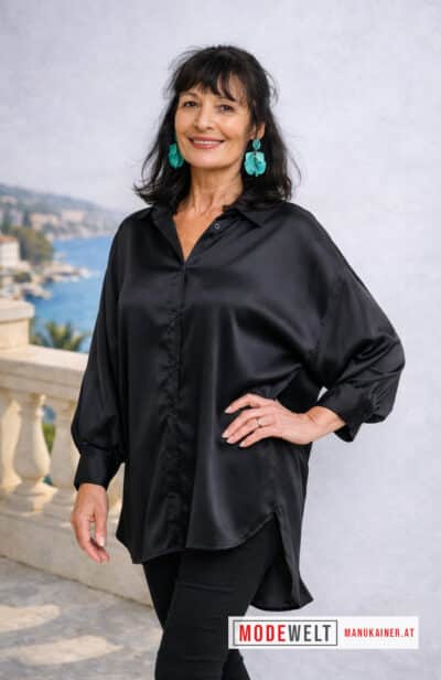 Fledermausärmelbluse Schwarz Elegance |Gr. UNI 38-46|, Anr.: 2731
