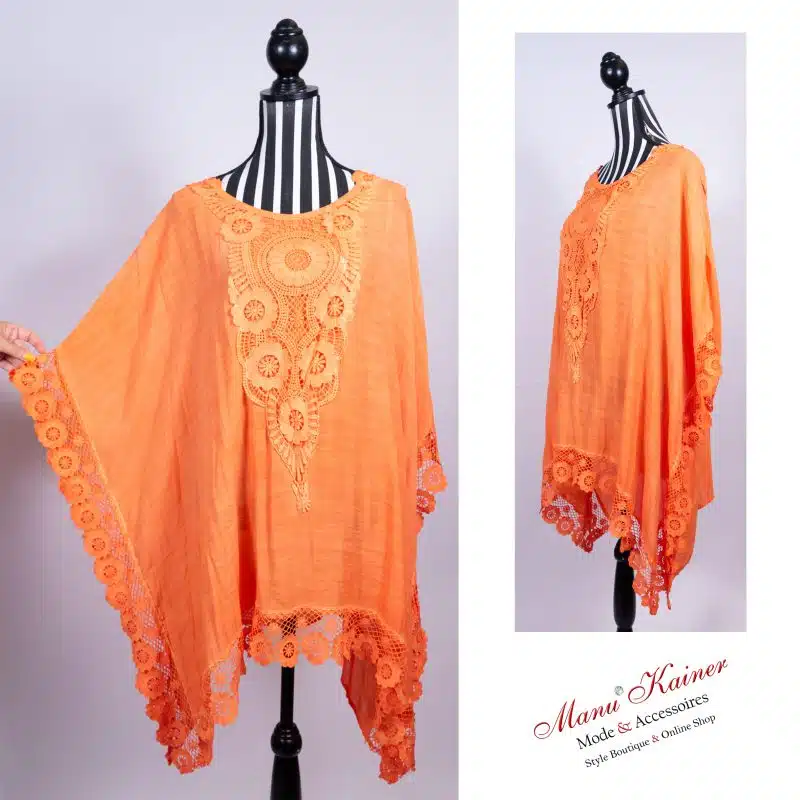 DesignPoncho Romantika Orange |Gr. UNI 38-48+|, Anr.: 2899