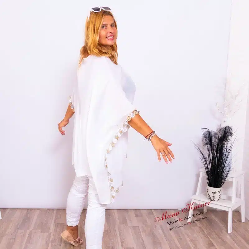 DesignPoncho Romantika White Golden |Gr. UNI 38-48+|, Anr.: 2901 – Bild 4