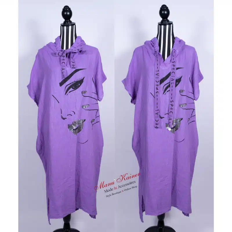 LeinenKleid Brilliant Face Lila |Gr. UNI 38-46|, Anr.: 2988