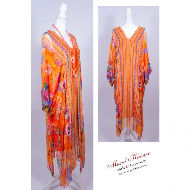 Seidenfeel-Dreamkleid Paradise Orange |Gr. UNI 38-48+|, Anr.: 3010 – Bild 3
