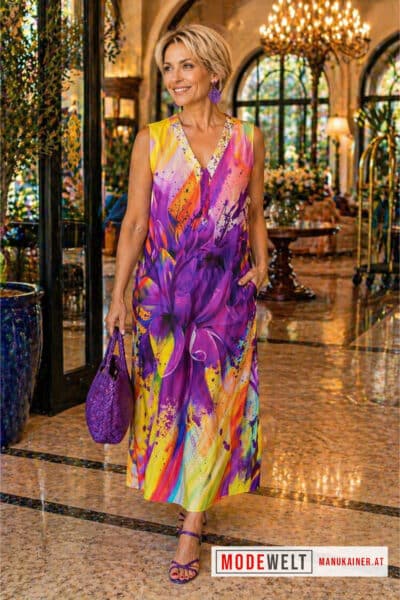 Printkleid Lila Magnolita|Gr. UNI 40-44|, Anr.: 3058