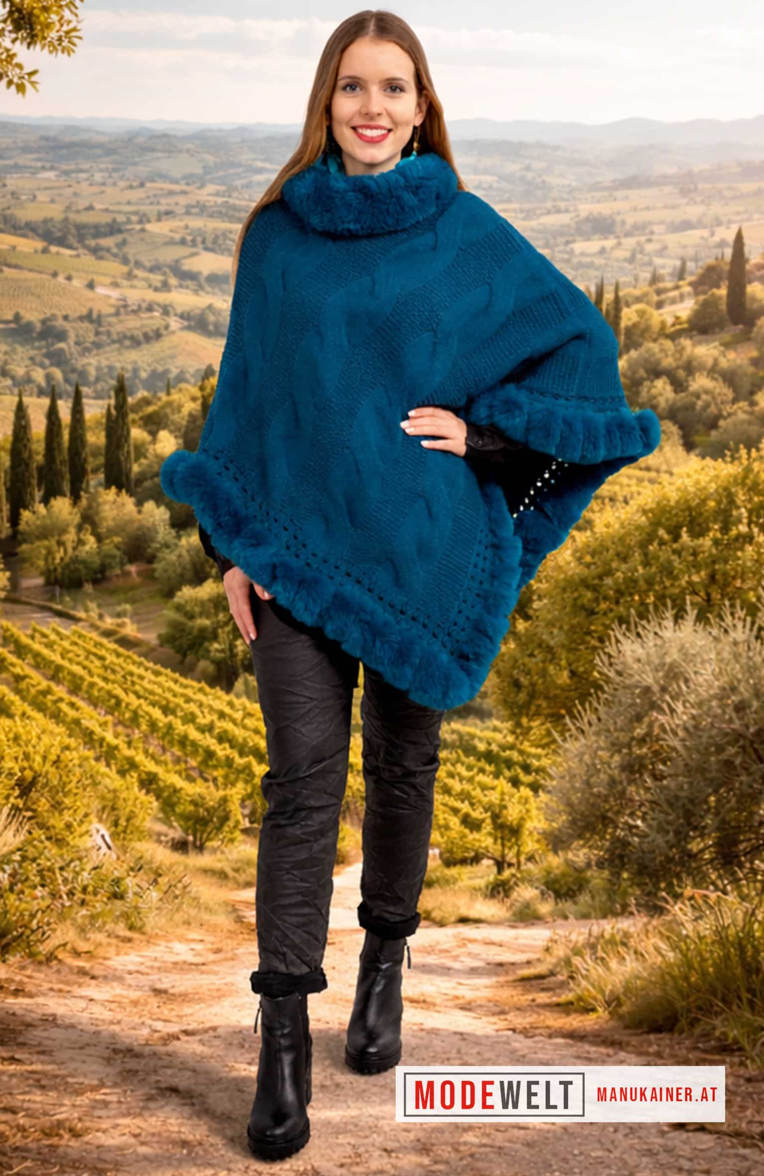 Edelponcho Fabienne Petrol |Gr. UNI|, Anr.: 3225