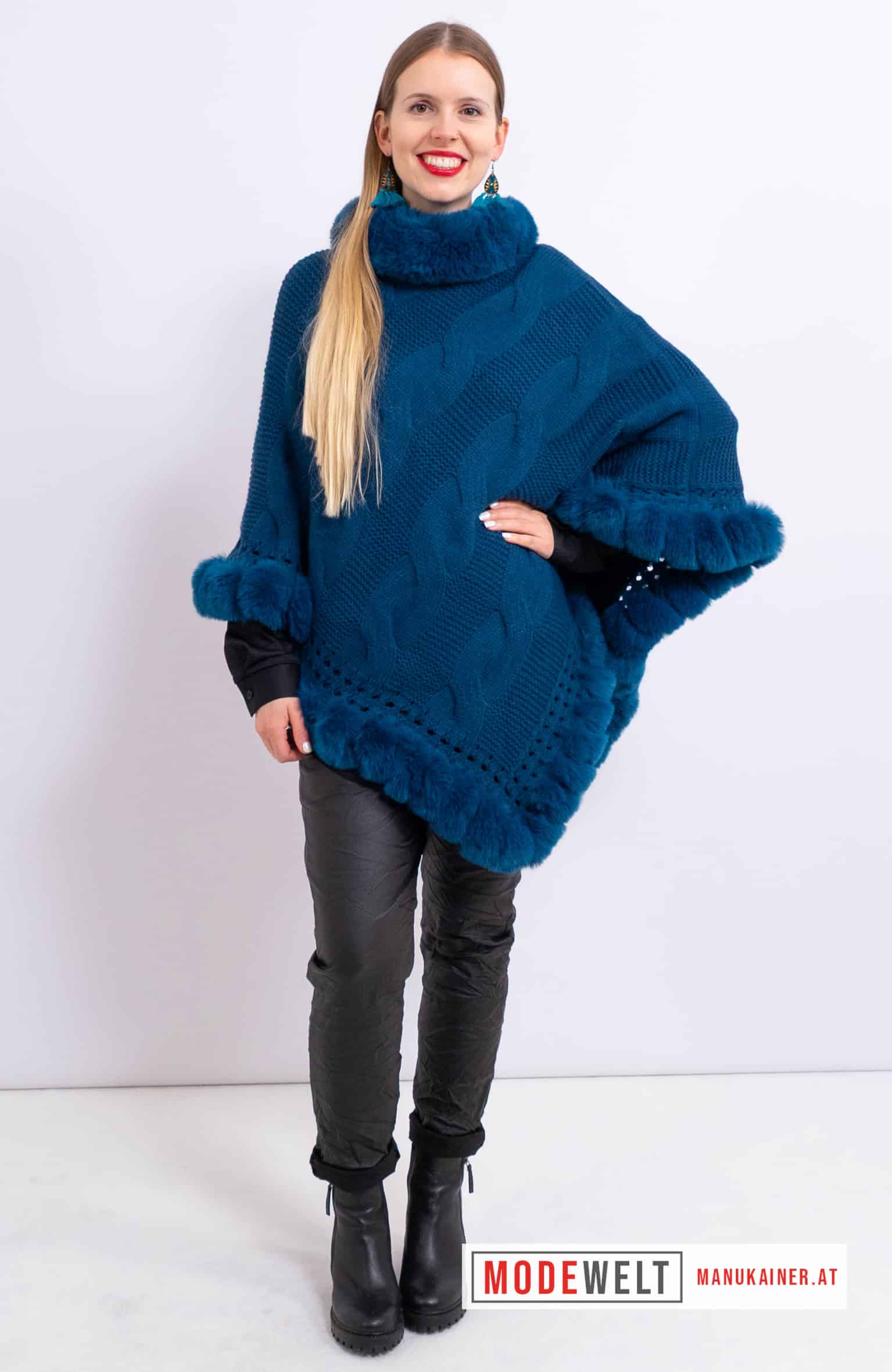 Edelponcho Fabienne Petrol |Gr. UNI|, Anr.: 3225 – Bild 4