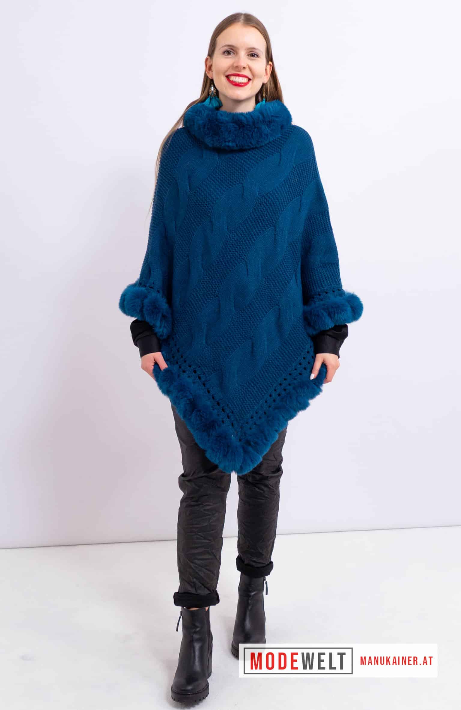 Edelponcho Fabienne Petrol |Gr. UNI|, Anr.: 3225 – Bild 5