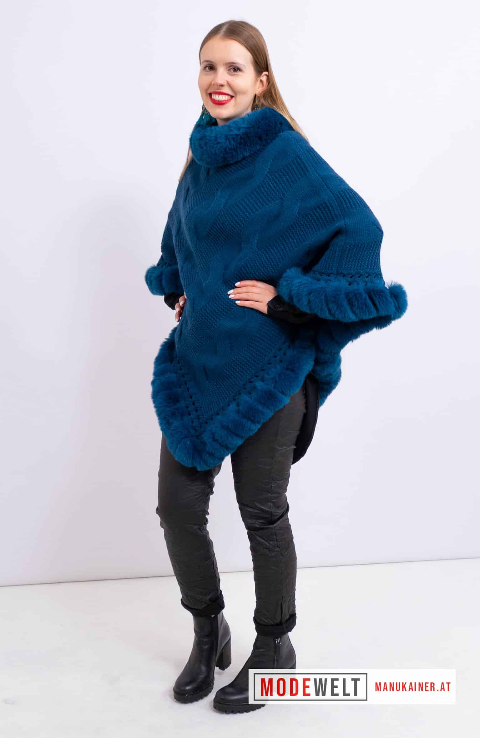 Edelponcho Fabienne Petrol |Gr. UNI|, Anr.: 3225 – Bild 6