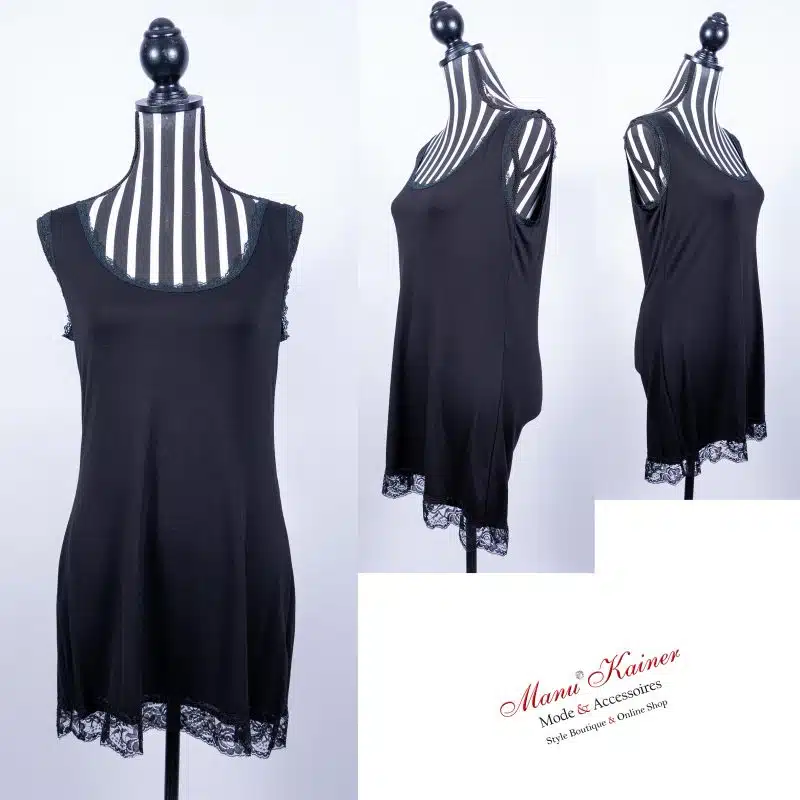 SpitzenUnterLongshirt Eve Schwarz |Gr. UNI 38-46|, Anr.: 3248