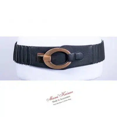 Stretchgürtel Schwarz Goldschnalle, Anr.: 3256