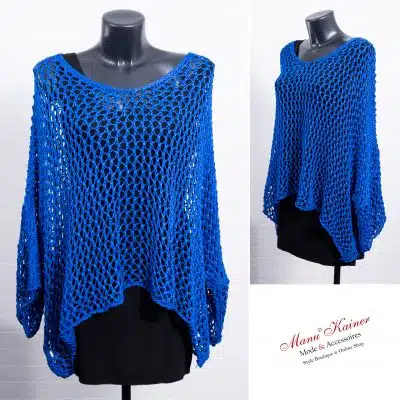 NetzPoncho Donna Blue Saphir |Gr. UNI 36-48+|, Anr.: 3387