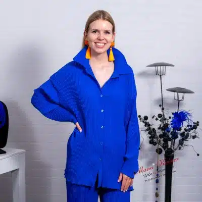 HemdTunika Donna Plissee, Blitzblau |Gr. 36-48|, Anr.: 3464