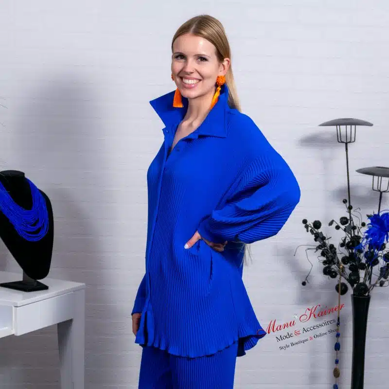 HemdTunika Donna Plissee, Blitzblau |Gr. 36-48|, Anr.: 3464 – Bild 3