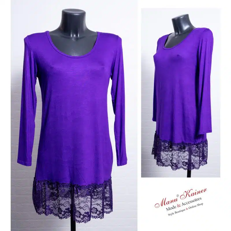 SpitzenLongshirt Clarissa Lila |Gr. UNI 40-46/48|, Anr.: 3497