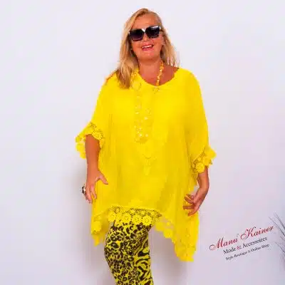 DesignPoncho Romantika Yellow |Gr. UNI 38-48+|, Anr.: 3562