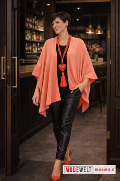 Westenponcho Eleganz in Lachs |Gr. UNI 38-48|, Anr.: 3694