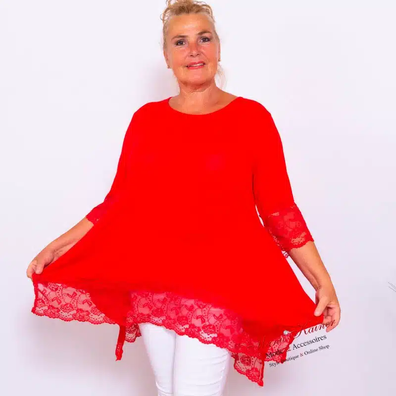 UnderSweety Red mit Spitzenärmel |Gr. UNI 40-48|, Anr.: 3703 – Bild 3