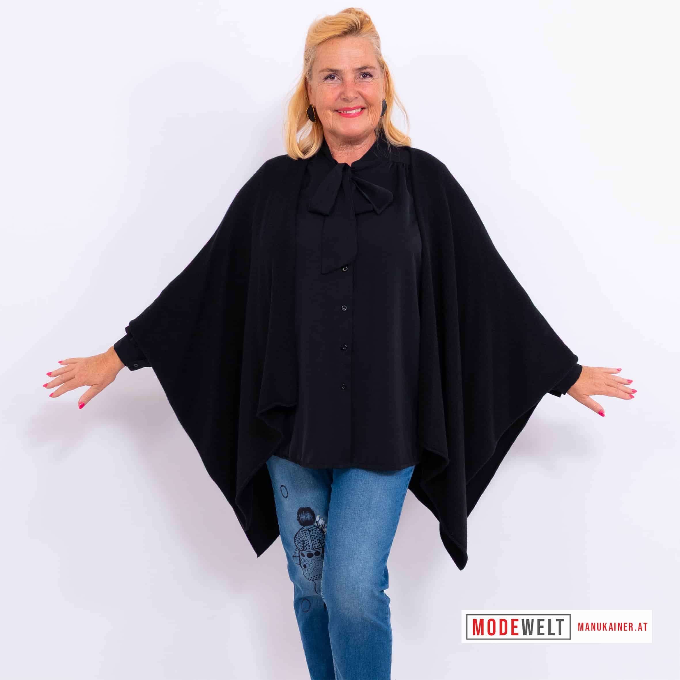 Westenponcho Eleganz in Black |Gr. UNI 38-48|, Anr.: 3750