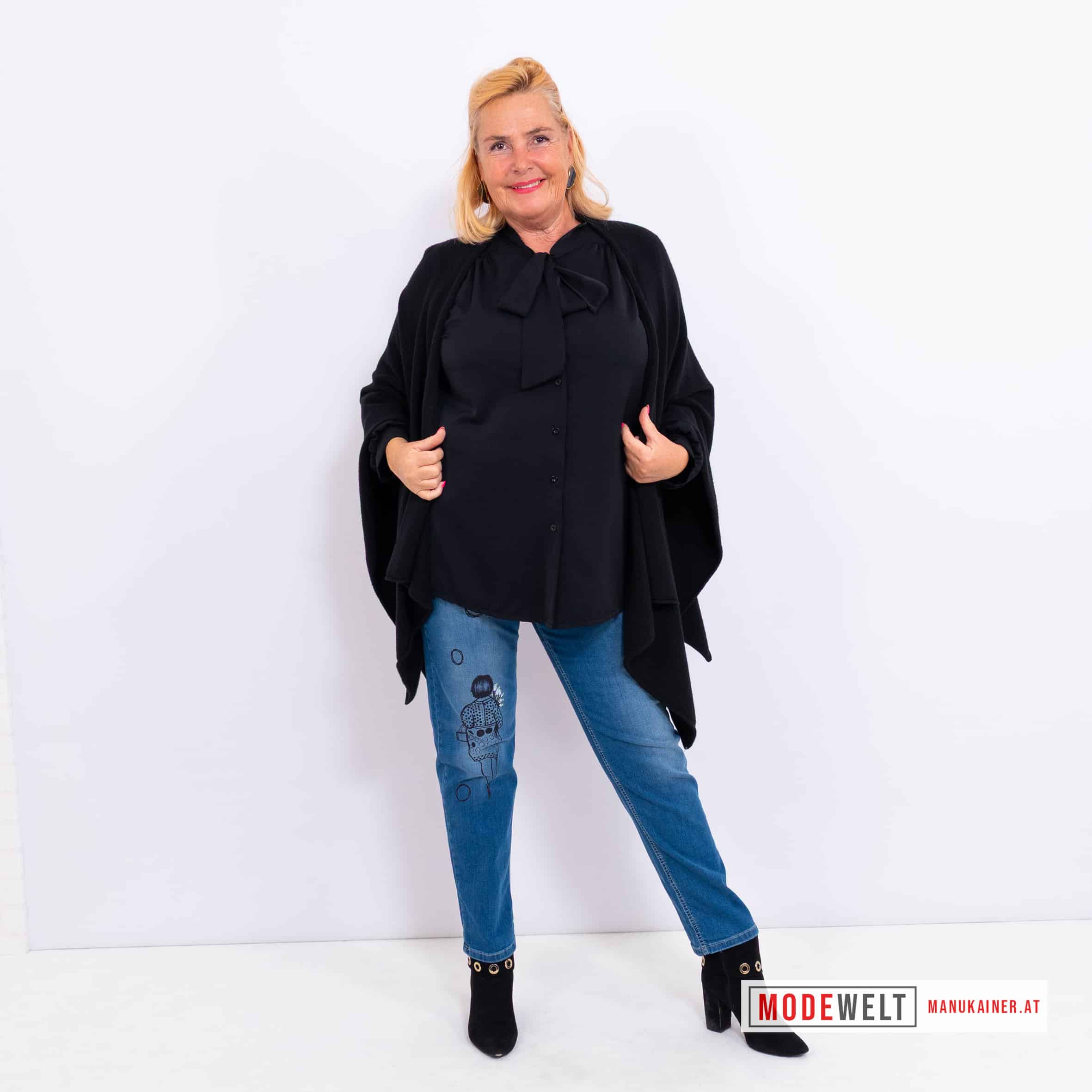 Westenponcho Eleganz in Black |Gr. UNI 38-48|, Anr.: 3750 – Bild 2