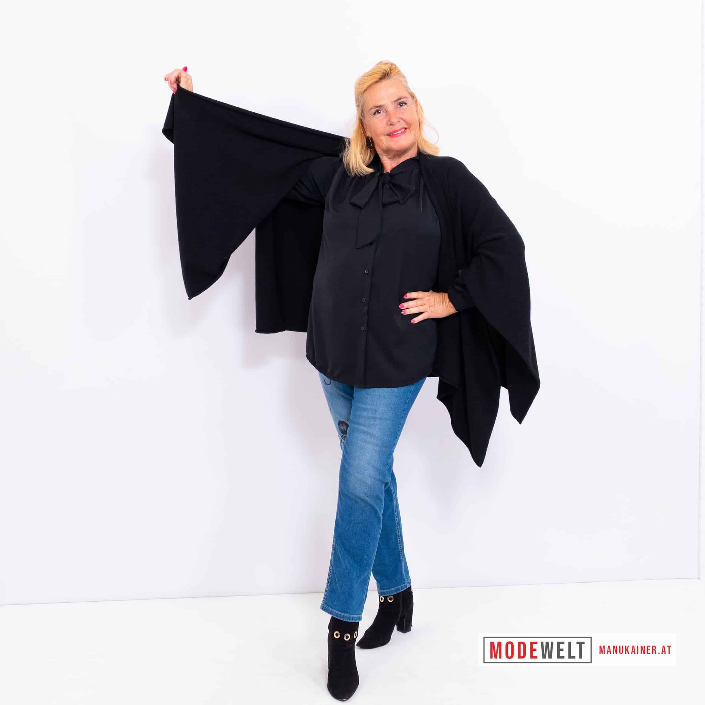 Westenponcho Eleganz in Black |Gr. UNI 38-48|, Anr.: 3750 – Bild 4