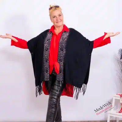 Poncho Weste Glamour Schwarz |Gr. UNI 36-48+|, Anr.: 3768