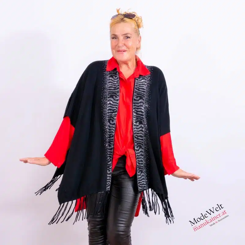 Poncho Weste Glamour Schwarz |Gr. UNI 36-48+|, Anr.: 3768 – Bild 2
