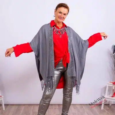 Poncho Weste Glamour Grau |Gr. UNI 36-48+|, Anr.: 3769