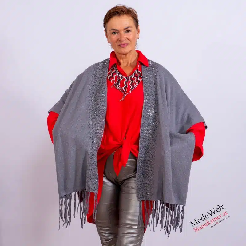 Poncho Weste Glamour Grau |Gr. UNI 36-48+|, Anr.: 3769 – Bild 2