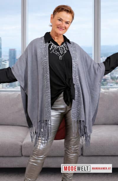 Poncho Weste Glamour Grau |Gr. UNI 36-48+|, Anr.: 3769