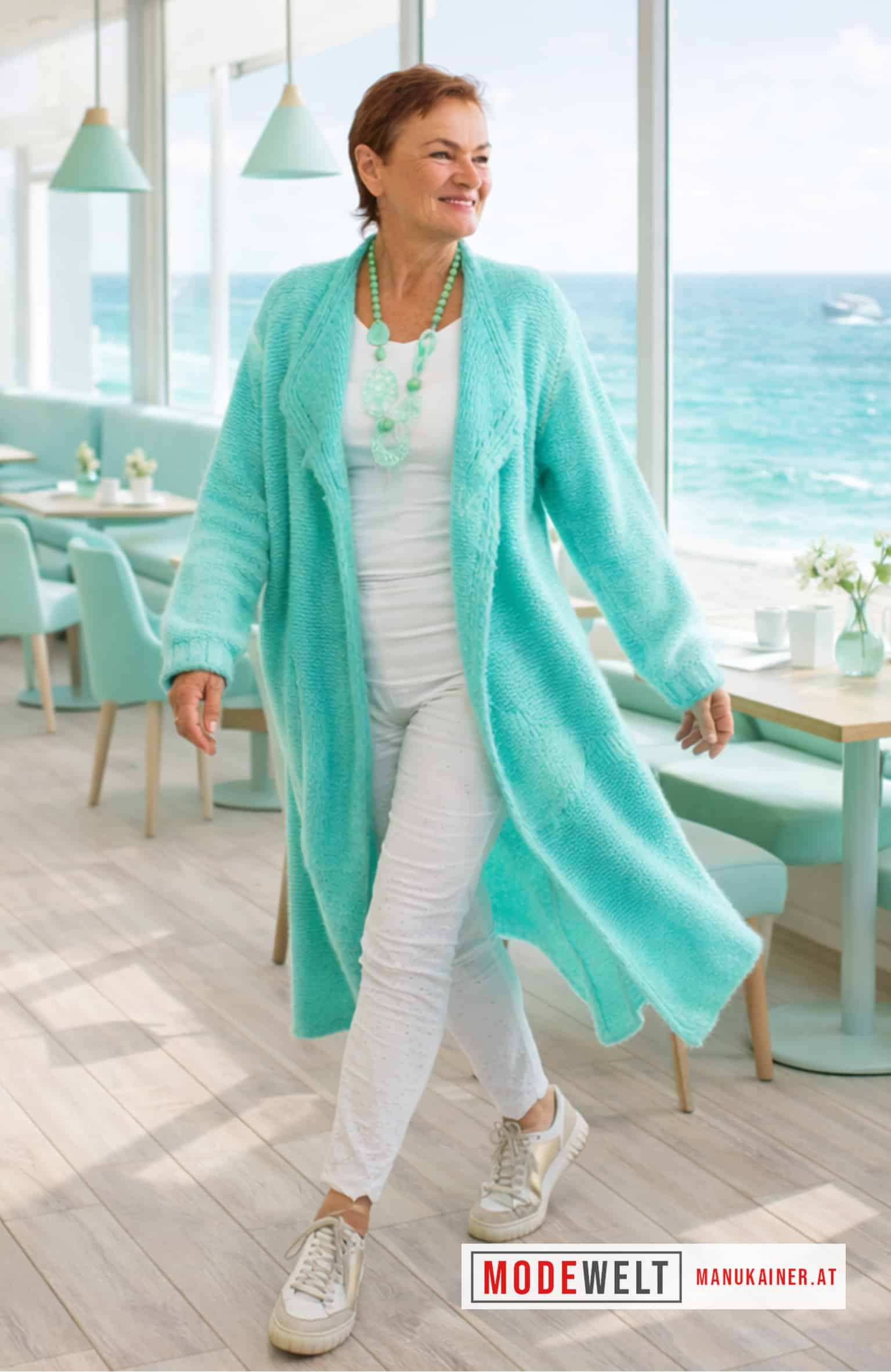 WollStrickMantel Franceska Mint |Gr. UNI 36-48+|, Anr.: 3790