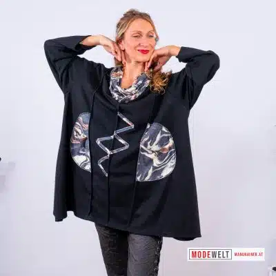 Oversized Tunika Domenica, Schwarz |Gr. UNI 38-50|, Anr.: 3837