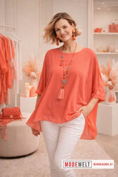 FledermausBluse Lady Koralle|Gr. UNI 44-48+|, Anr.: 3955