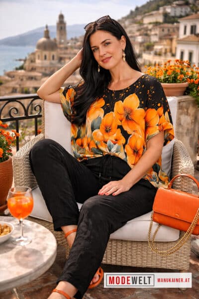 SeidenfeelTraum Orange Flowers |Gr. UNI 38-48+|, Anr.: 4008