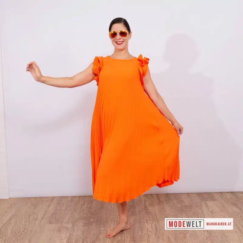 Plisseekleid Bella Orange |Gr. 34 bis 40|, Anr.: 4060 – Bild 5