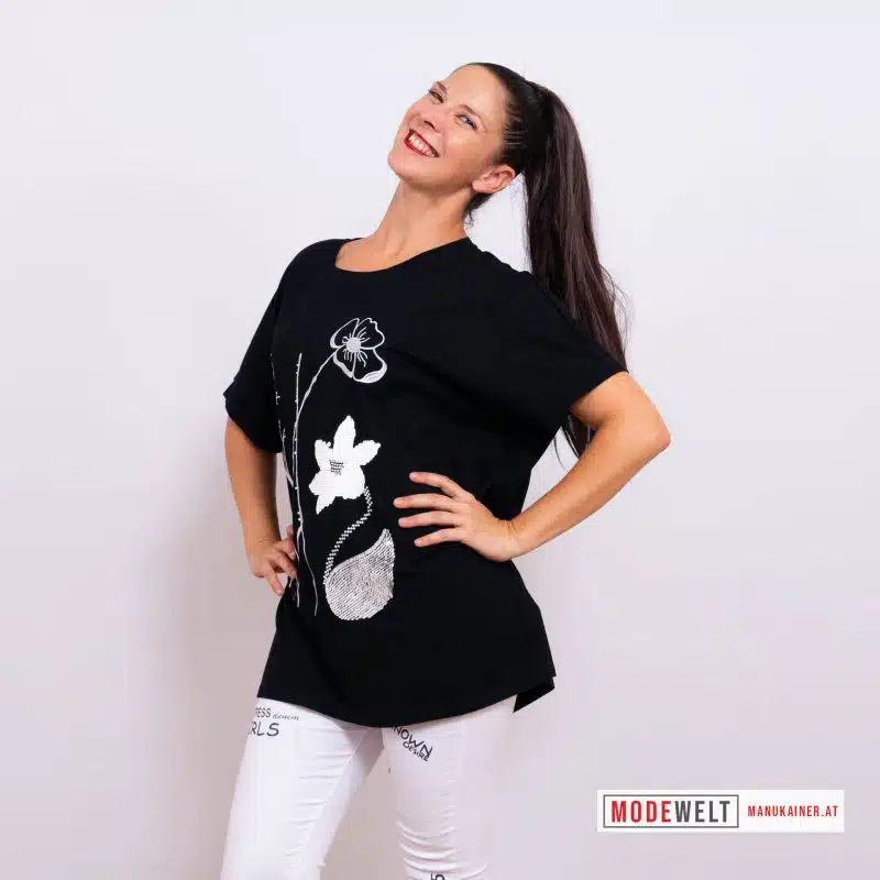 EdelShirt Black & White Blossom |Gr. UNI 36-48|, Anr.: 4076 – Bild 2