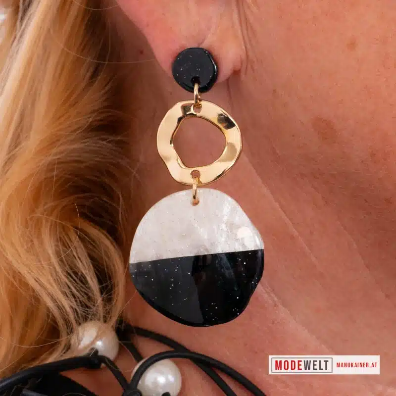 Statement-Ohrringe Black & Gold, Anr.: 4093