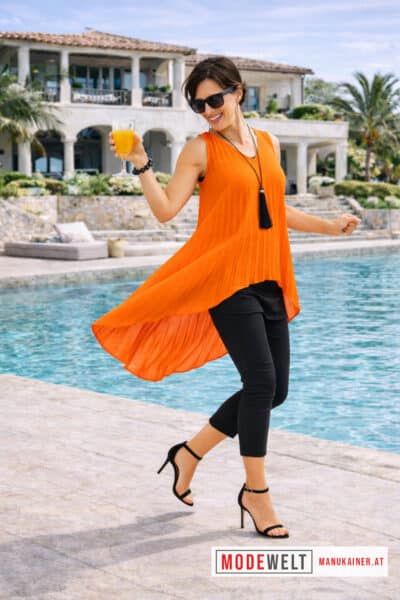 Plissee Tunika "Sunset Swing" Orange |Gr. UNI 34-40/42|, Anr.: 4097