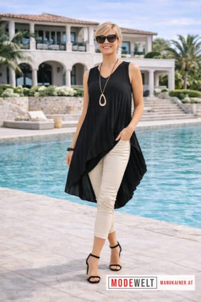 Plissee Tunika "Sunset Swing" Black |Gr. UNI 34-40/42|, Anr.: 4098