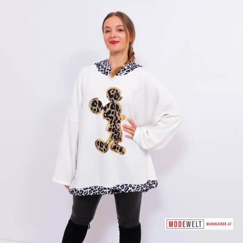 Ovesized KapuzenSweater Mickey, White |Gr. UNI 36-48+|, Anr.: 4131
