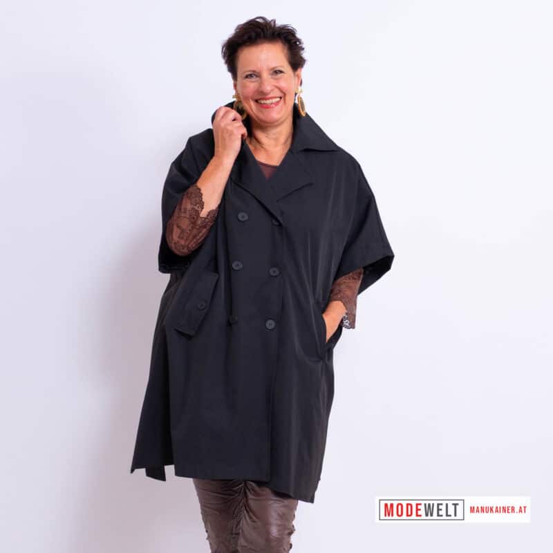 TrenchPoncho Lea Noir |Gr. UNI 36-48+|, Anr.: 4165