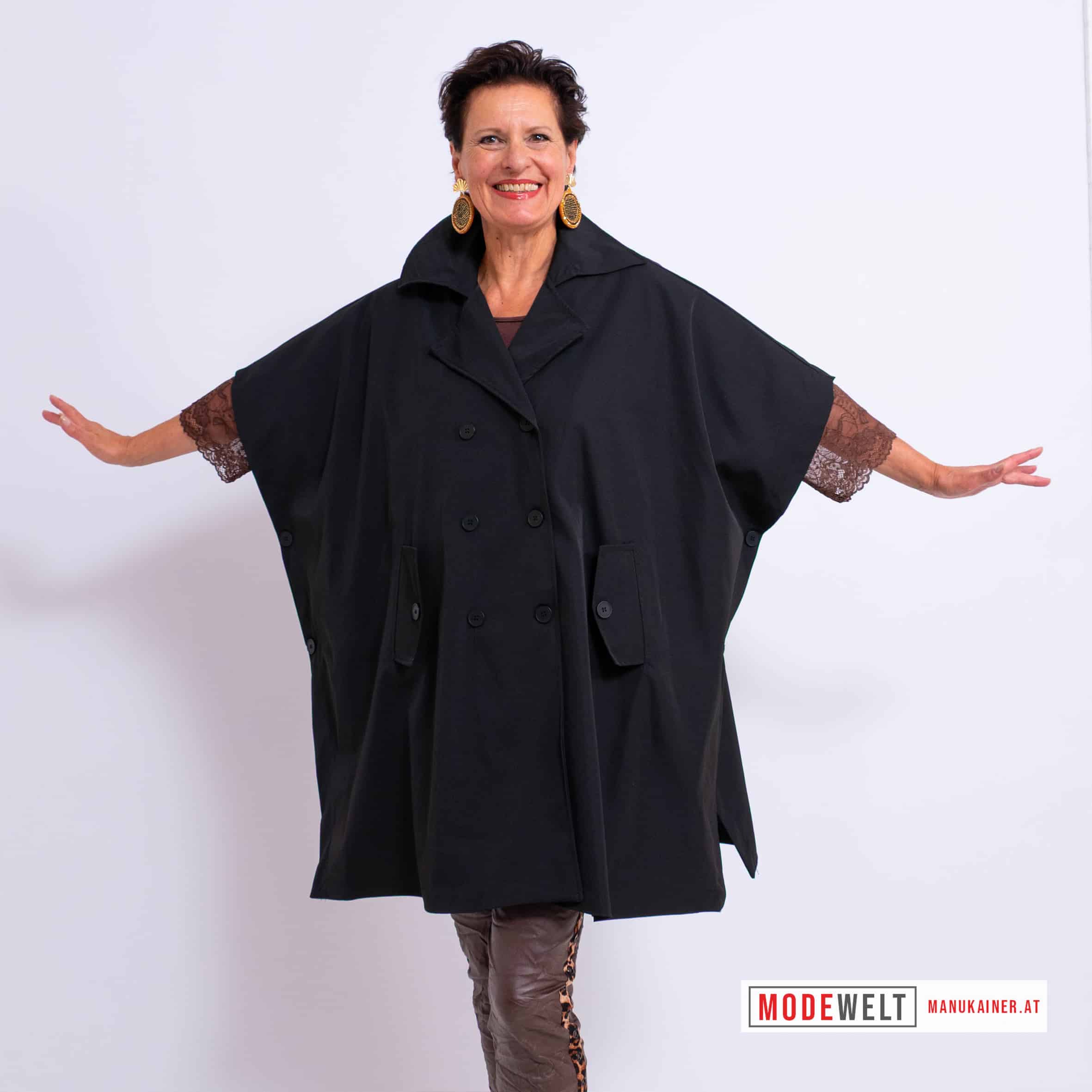 TrenchPoncho Lea Noir |Gr. UNI 36-48+|, Anr.: 4165 – Bild 2
