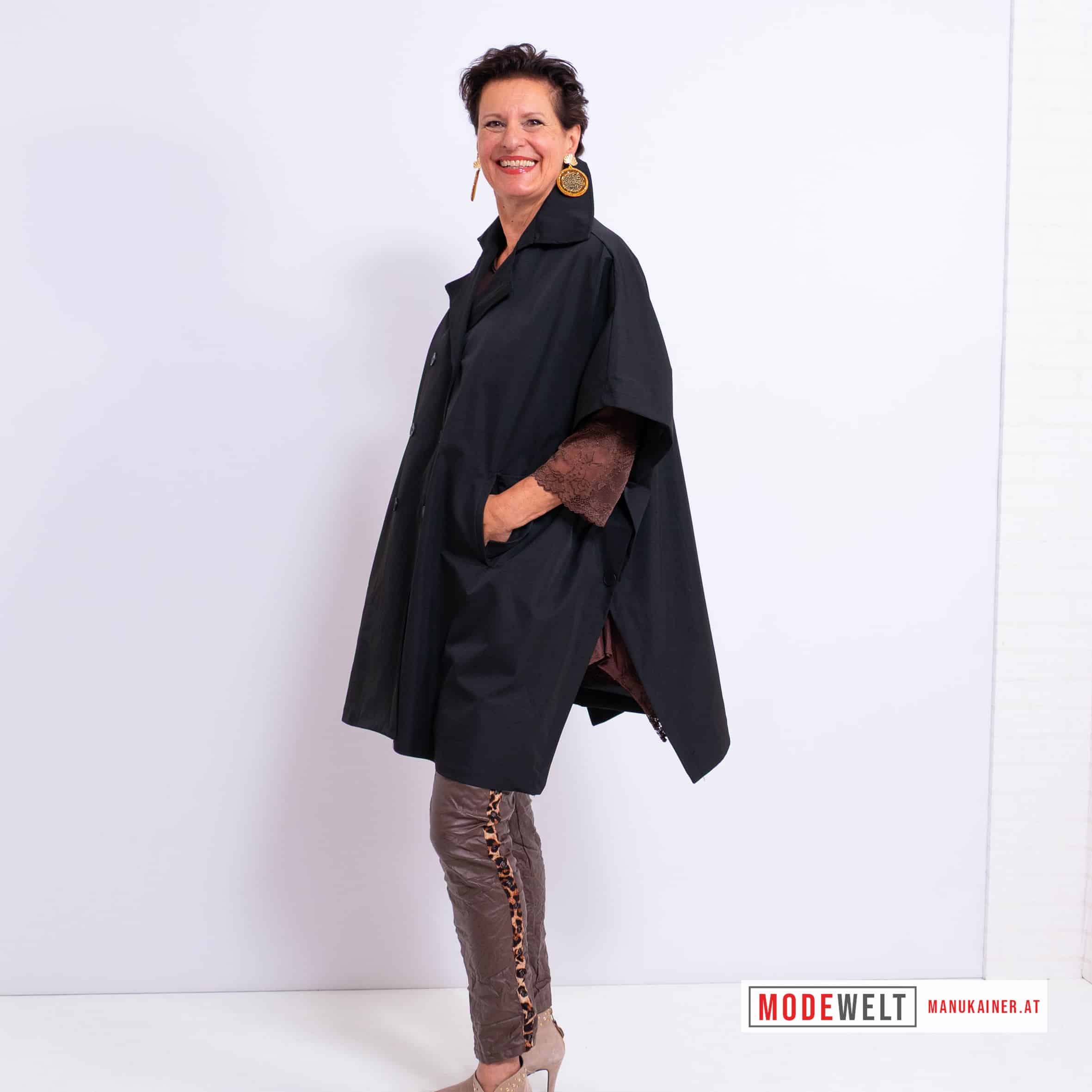 TrenchPoncho Lea Noir |Gr. UNI 36-48+|, Anr.: 4165 – Bild 5