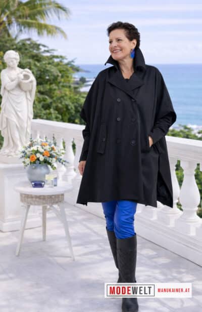 TrenchPoncho Lea Noir |Gr. UNI 36-48+|, Anr.: 4165