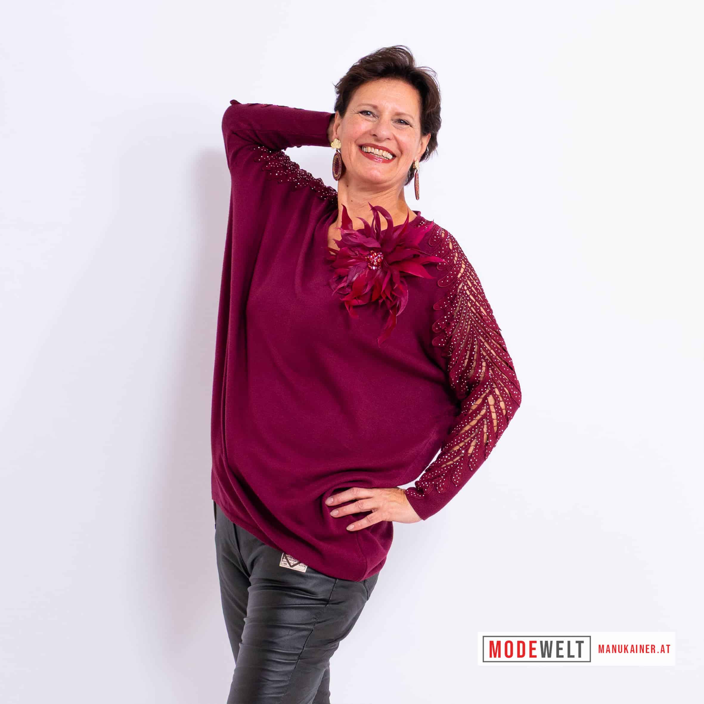 Glitter Pulli Royal Grace Bordeaux |Gr. UNI 38-48|, Anr.: 4174 – Bild 4