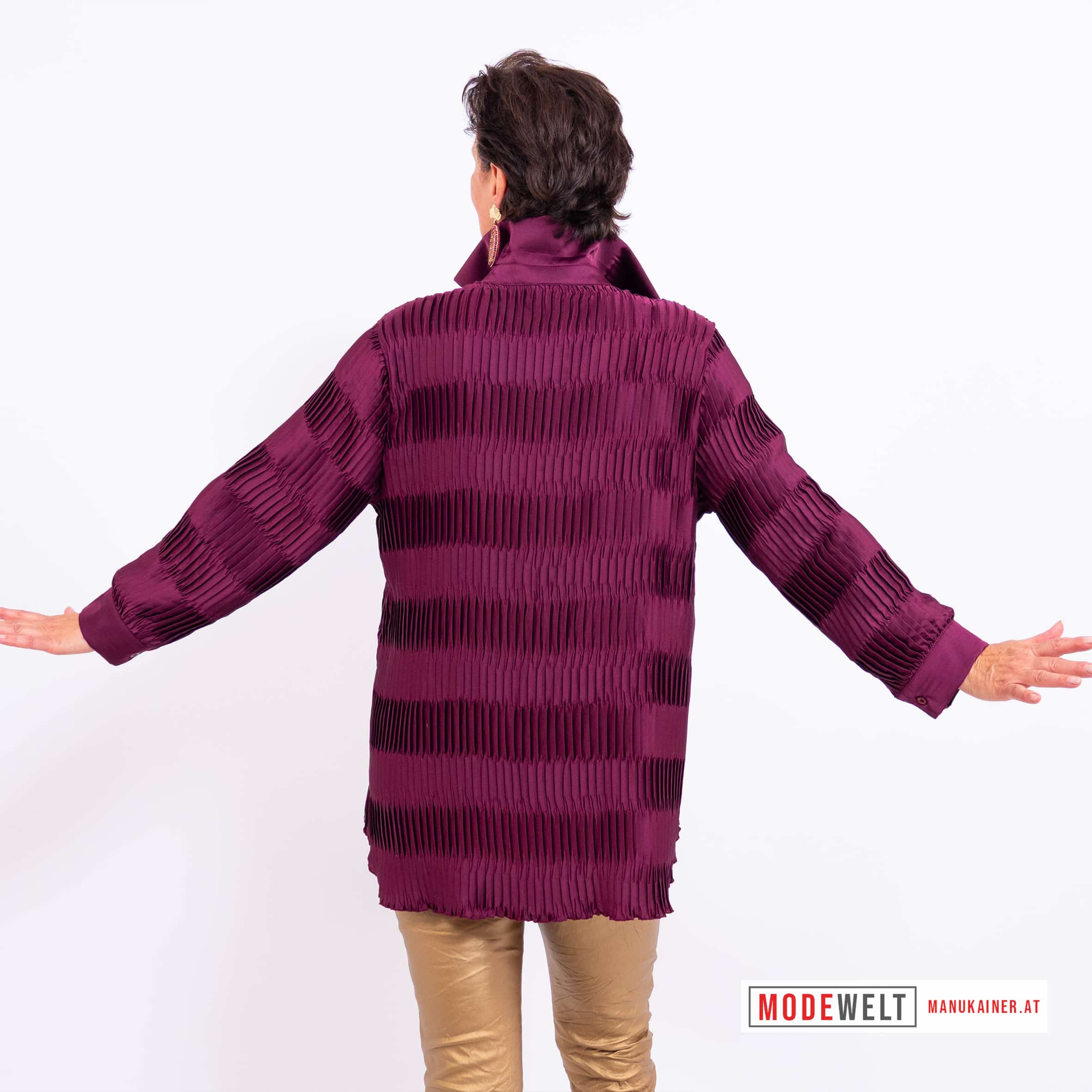 Bluse Bordeaux Elegance Plissee |Gr. UNI 38-48|, Anr.: 4179 – Bild 4
