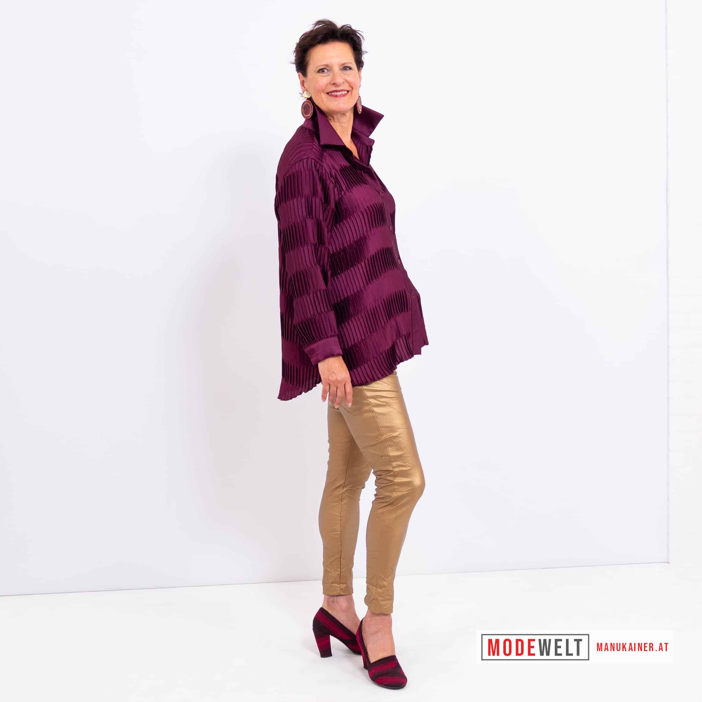 Bluse Bordeaux Elegance Plissee |Gr. UNI 38-48|, Anr.: 4179 – Bild 5