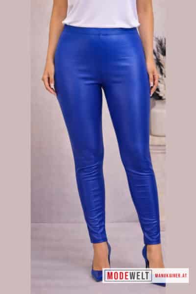 Soft-Lederlook-Legging aus Viskose, Blau |Gr. 34-48|, Anr.: 4242