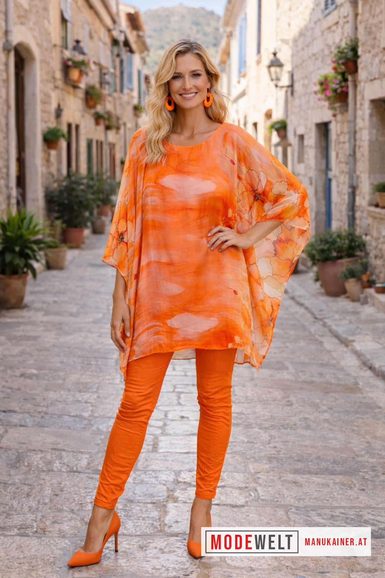 SeidenfeelTunika Orange Breeze|Gr. UNI 40-48+|, Anr.: 4245 – Bild 2