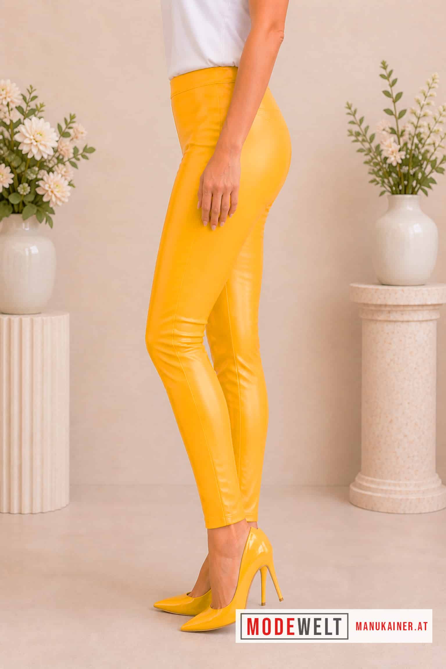 Soft-Lederlook-Legging aus Viskose, Gelb |Gr. 34-48|, Anr.: 4285 – Bild 2